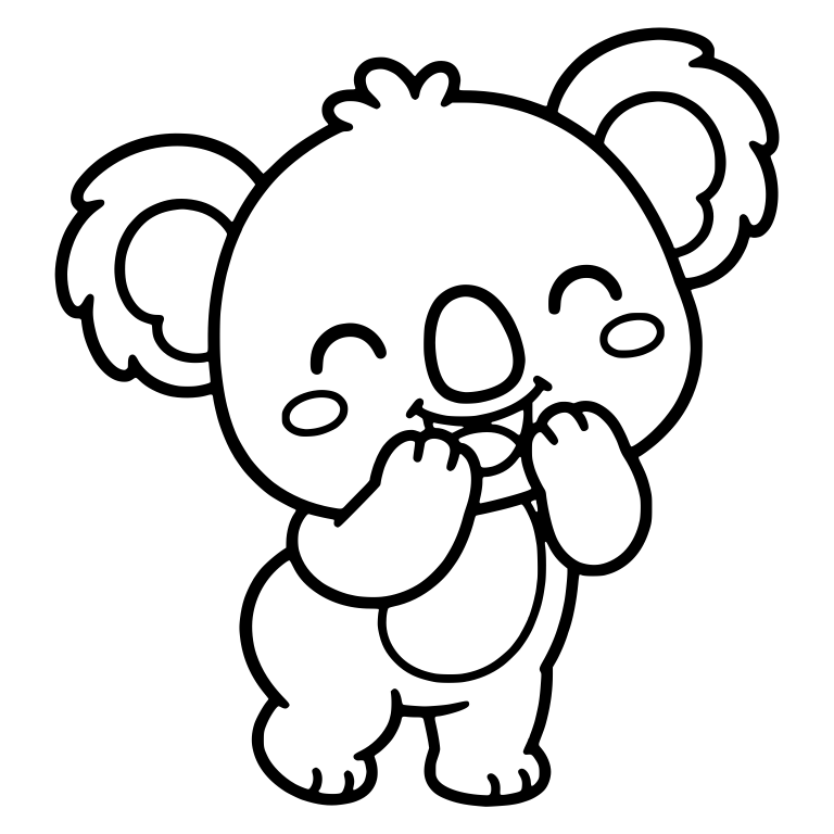 Giggling Koala Standing With Paws At Mouth — free animal SVG cut file