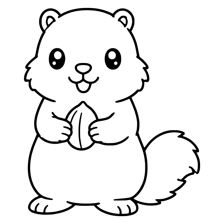 Standing Kawaii Squirrel Holding a Seed — free animal SVG cut file