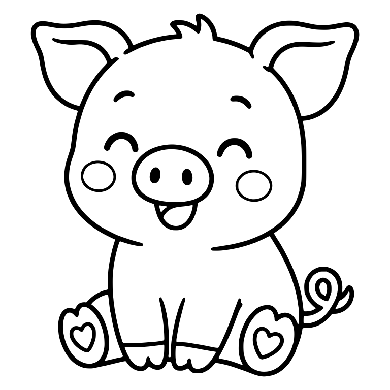 Sitting Piglet With Heart Hoof Pads — free animal SVG cut file