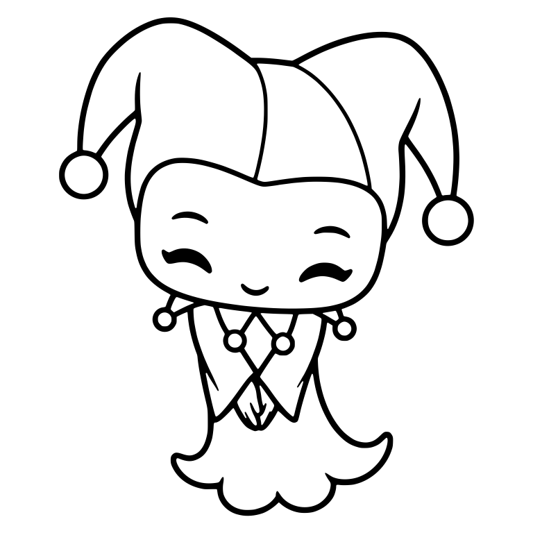 Ghost Jester Bowing With Closed Eyes and Scalloped Hem — free fantasy-creature SVG cut file