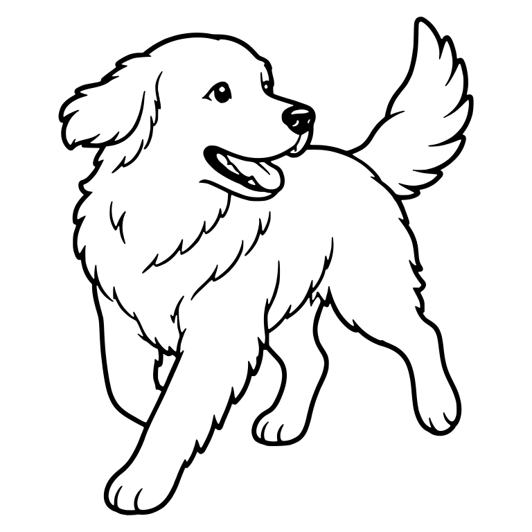 Golden Retriever Walking with Head Turned Back — free animal SVG cut file