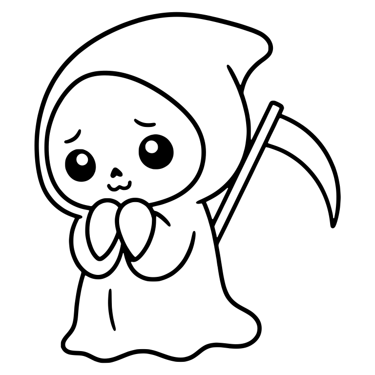 Worried Reaper With Hands Clasped And Scythe Behind — free characters SVG cut file