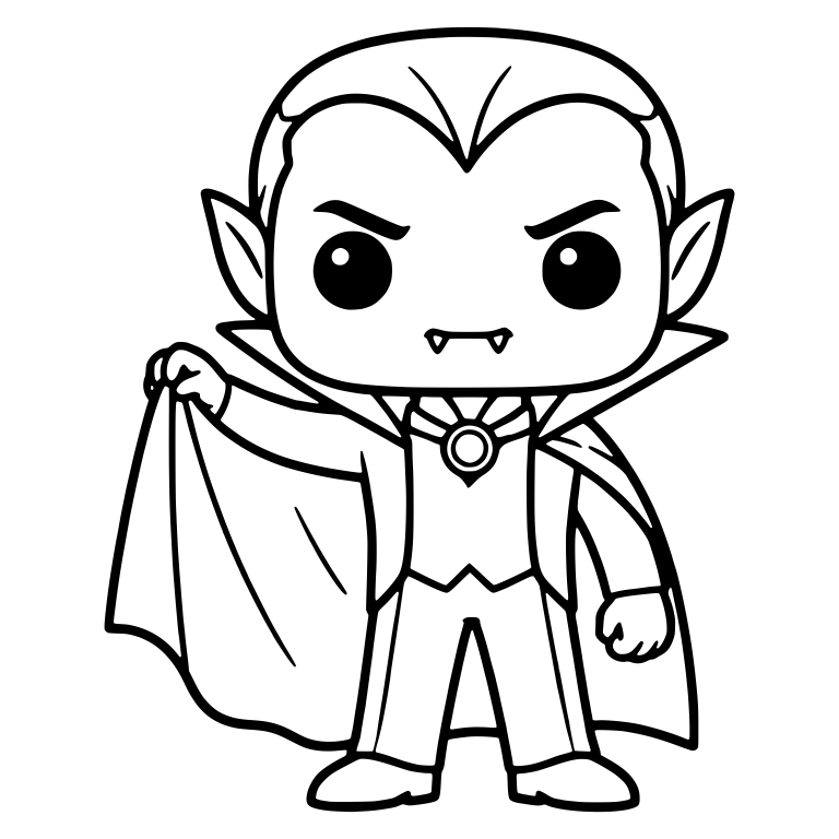 Chibi Vampire Lifting Cape With Round Medallion — free fantasy-creature SVG cut file