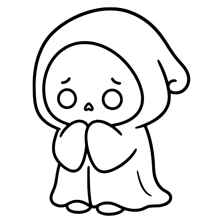 Sad Reaper With Ring Eyes And Hands Near Chin — free characters SVG cut file
