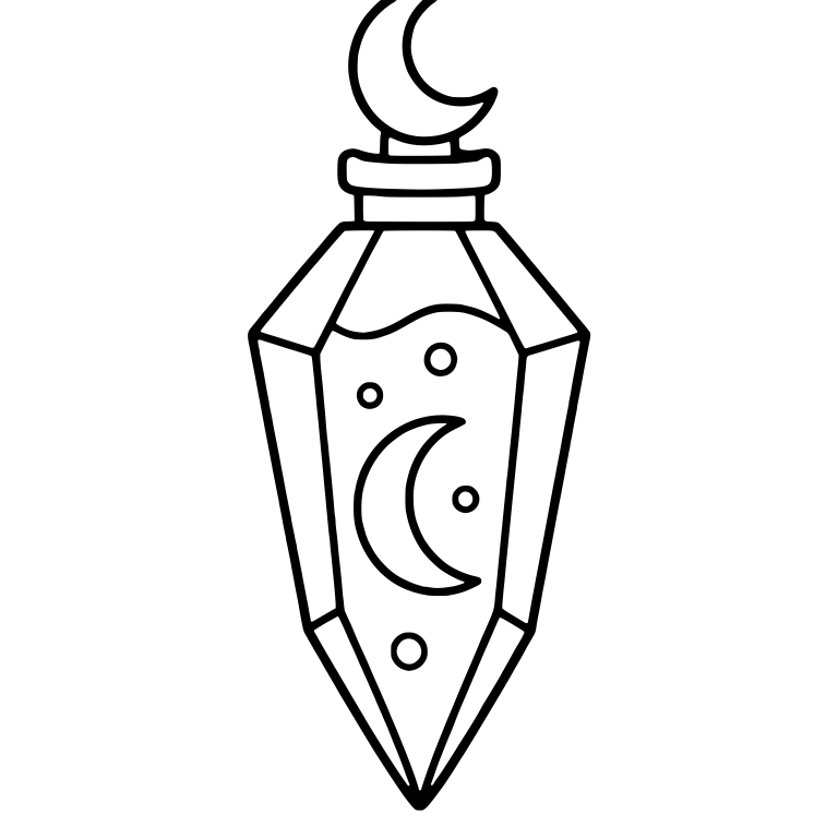 Crystal Shaped Moon Vial with Crescent Topper — free objects SVG cut file