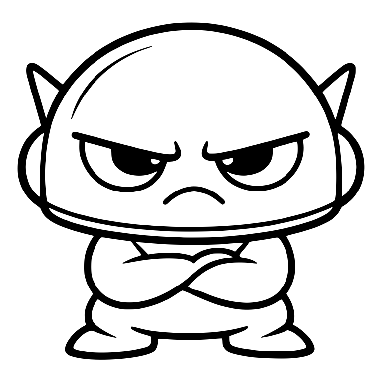 Grumpy Dome-Helmet Alien With Pointy Ears And Folded Arms — free fantasy-creature SVG cut file
