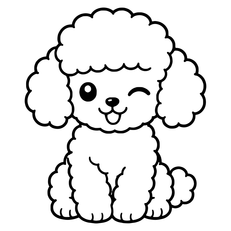 Winking Toy Poodle Puppy Sitting Front View — free animal SVG cut file