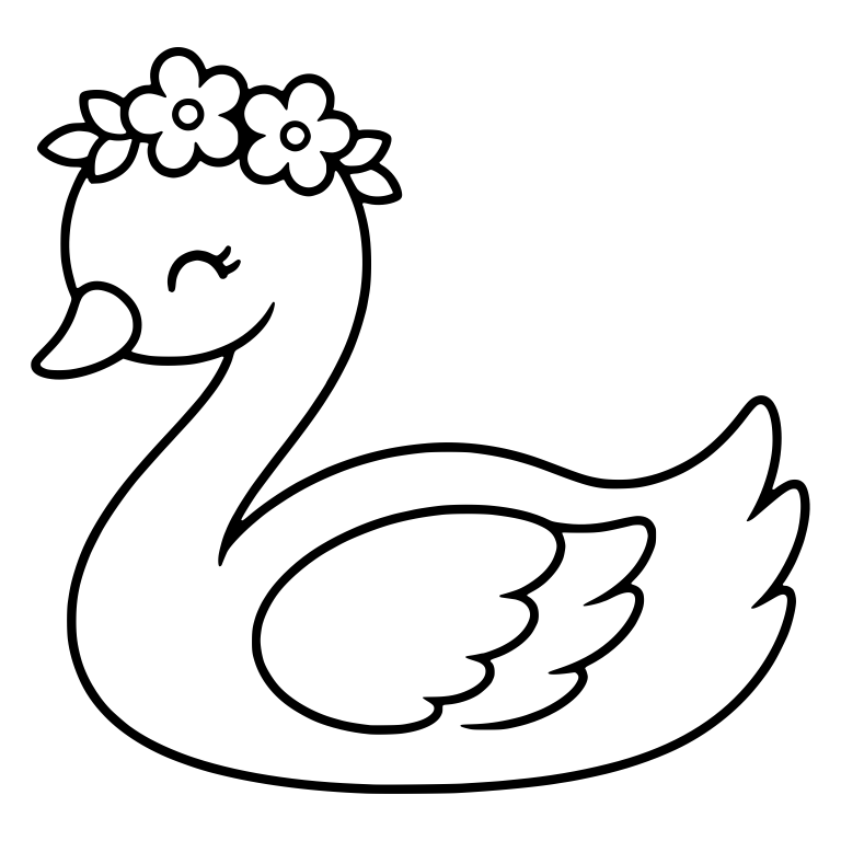 Swimming Swan with Flower Crown Facing Left — free animal SVG cut file