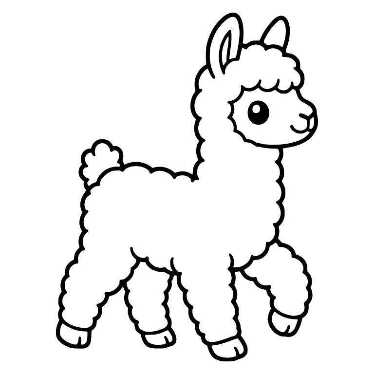 Woolly Llama Cria Trotting With Raised Foreleg — free animal SVG cut file
