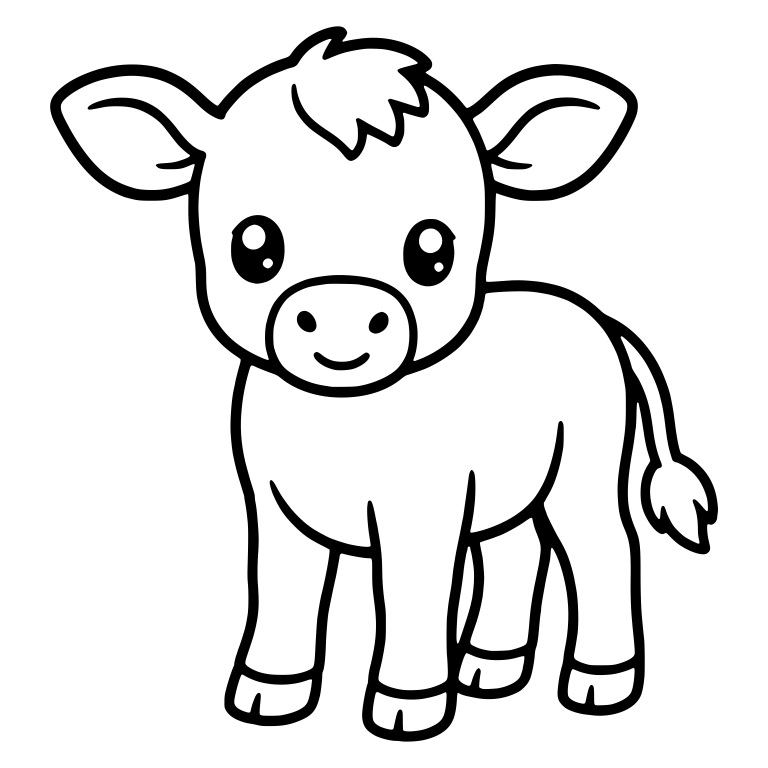 Standing Calf With Curved Tail and Swept Forelock — free animal SVG cut file