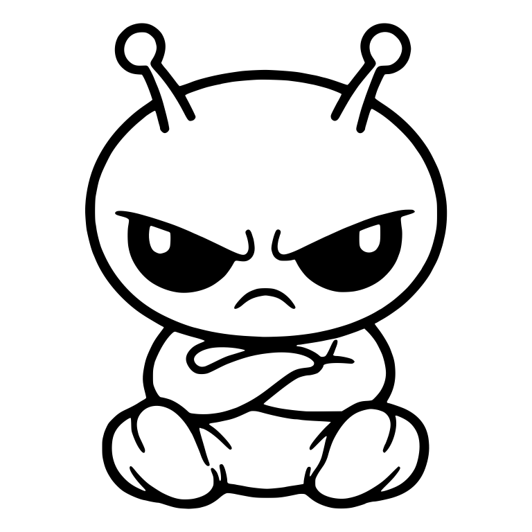 Grumpy Alien With Twin Antennae Sitting Arms Crossed — free fantasy-creature SVG cut file