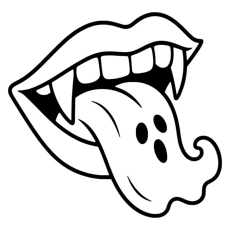 Tilted Vampire Mouth With Curly-Tailed Ghost Tongue — free fantasy-creature SVG cut file