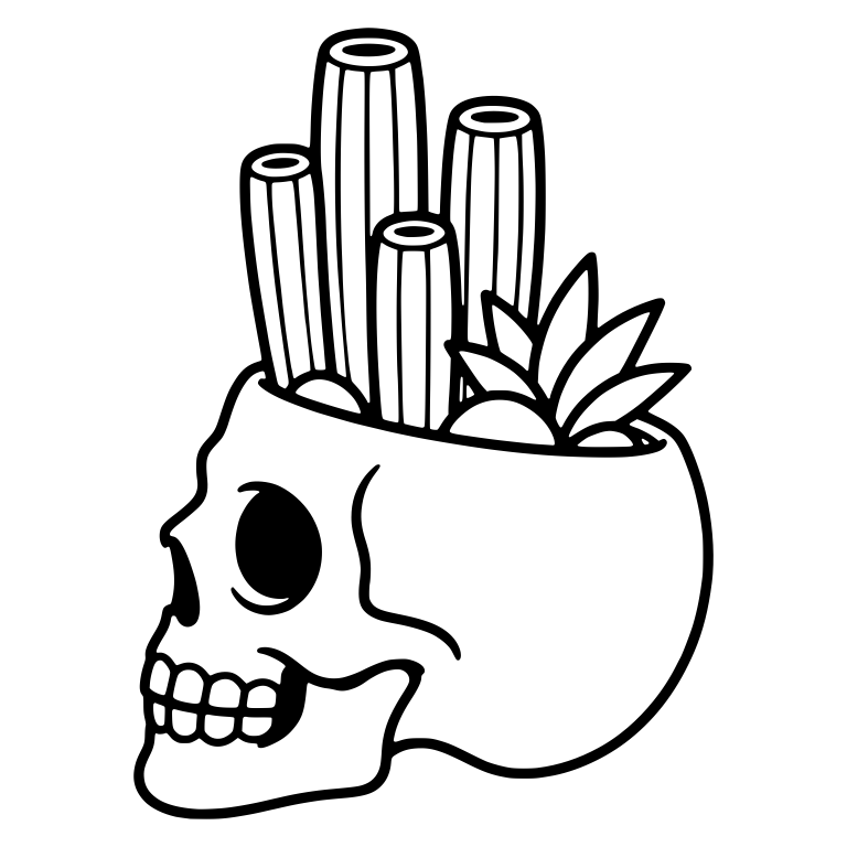 Side Profile Skull Planter With Organ Pipe Cactus — free skeleton SVG cut file