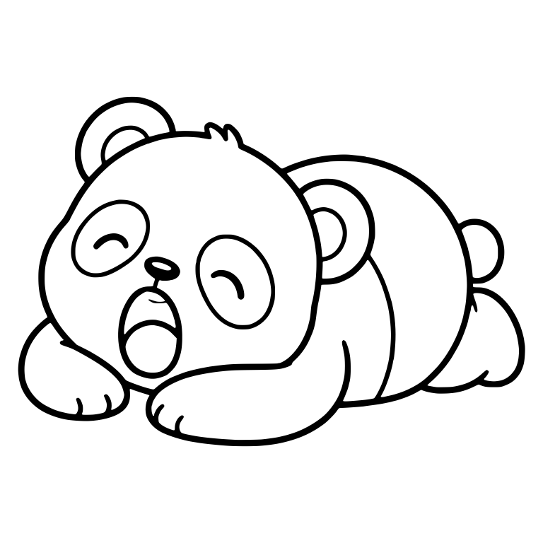 Sleepy Panda Lying on Its Tummy Yawning — free animal SVG cut file