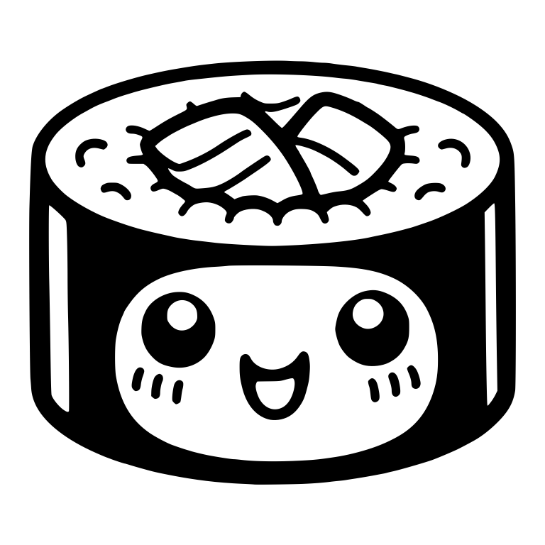 Kawaii Maki Sushi Roll With Round Eyes And Nori Band — free food SVG cut file
