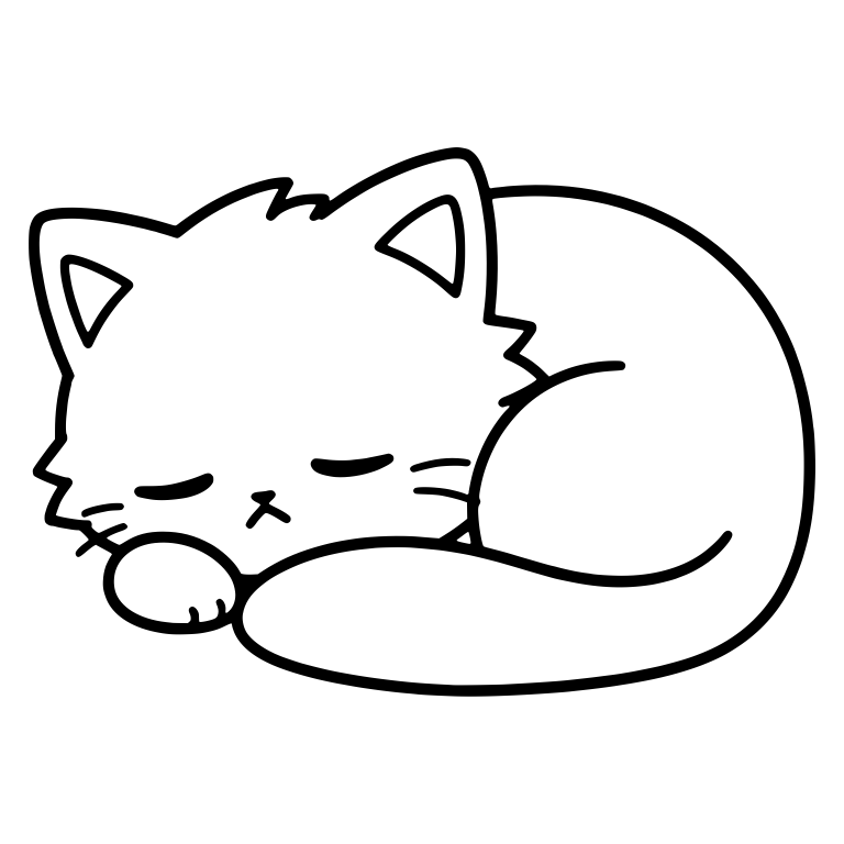 Sleepy Kitten Curled Up Napping — free animal SVG cut file