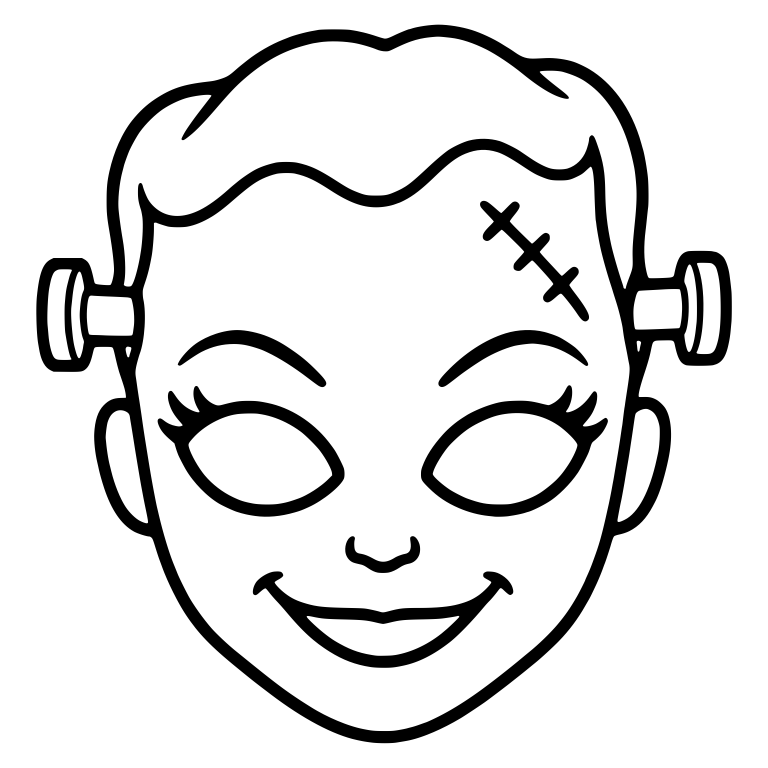 Smiling Bride of Frankenstein Face With Bolts and Stitches — free fantasy-creature SVG cut file