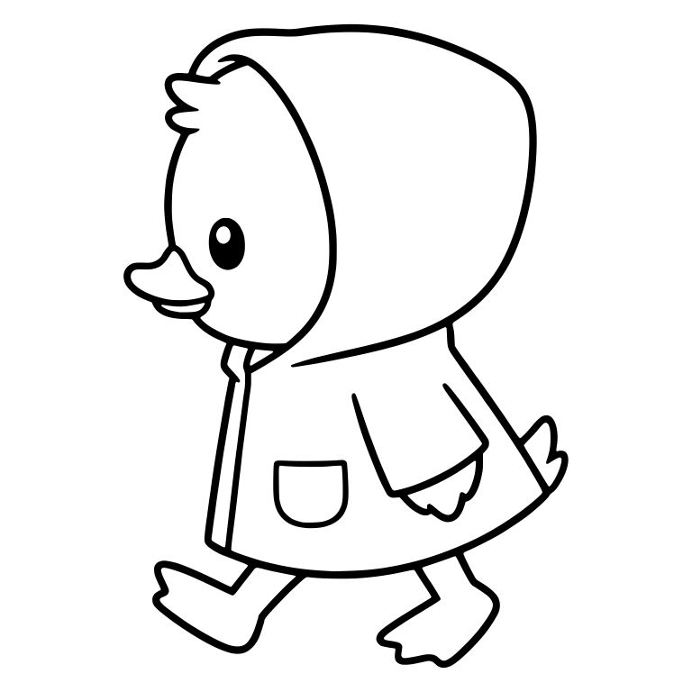 Hooded Duckling Walking Left in Raincoat — free animal SVG cut file