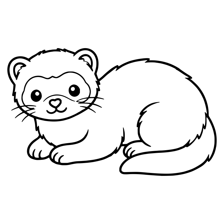 Kawaii Ferret Lying Down With Heart Shaped Nose — free animal SVG cut file
