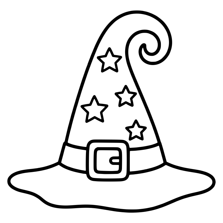 Starry Witch Hat With Big Curl And Buckle — free objects SVG cut file