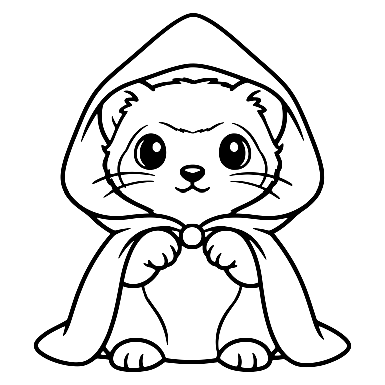 Ferret Peeking From Tall Pointed Hooded Cloak — free animal SVG cut file