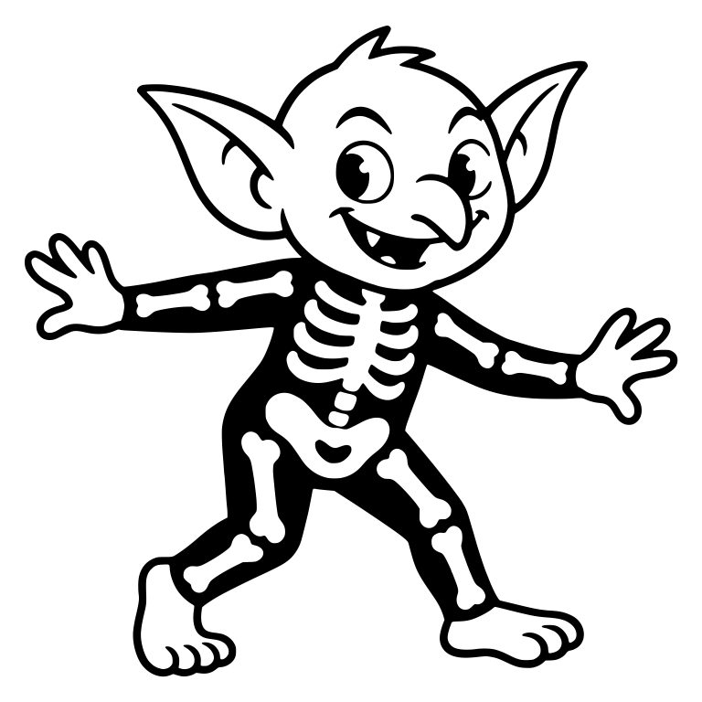 Skeleton Costume Goblin With Arms Stretched Wide — free fantasy-creature SVG cut file