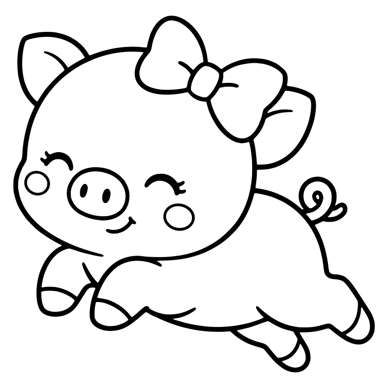 Leaping Piglet with Bow and Happy Eyes — free animal SVG cut file