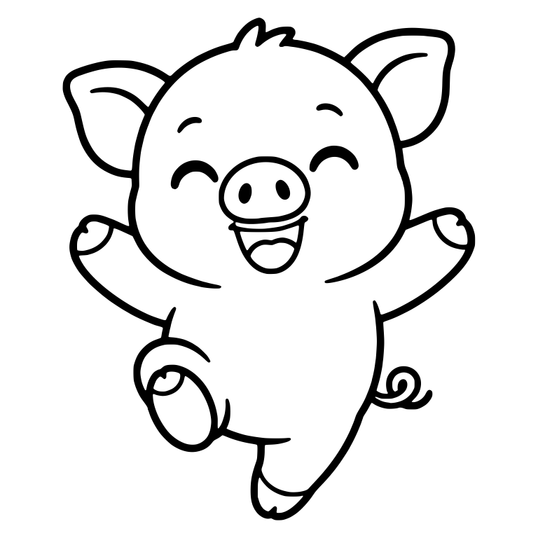 Dancing Piglet with Arms Wide and Leg Kicked Up — free animal SVG cut file