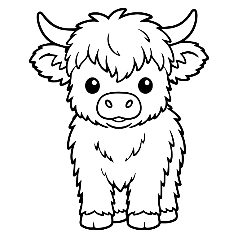 Front-Facing Highland Calf with Long Horns — free animal SVG cut file