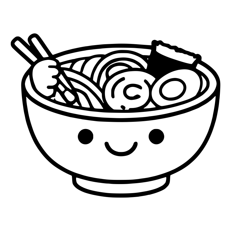 Smiling Ramen Bowl With Hand Holding Chopsticks — free food SVG cut file