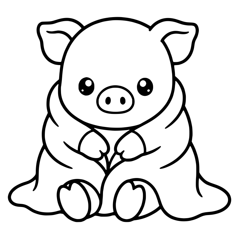 Piglet Sitting in a Blanket with Paws Together — free animal SVG cut file