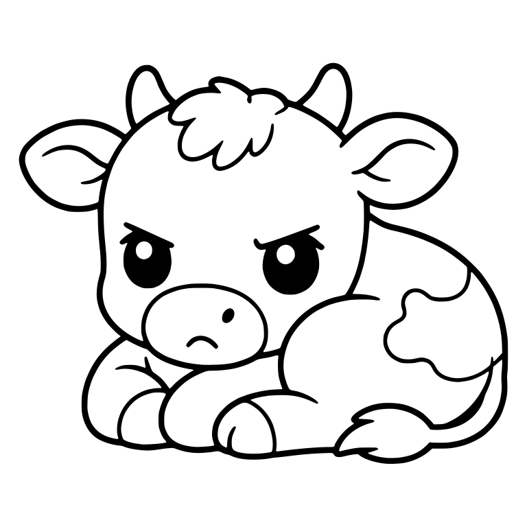 Grumpy Calf Lying Down With Tuft and Spots — free animal SVG cut file