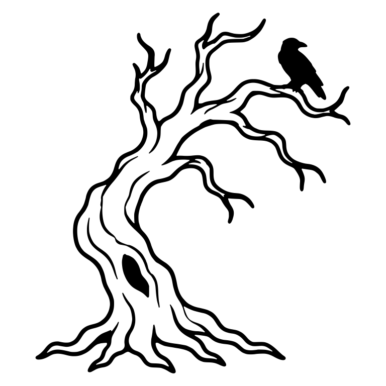 Leaning Dead Tree with Single Raven — free floral SVG cut file