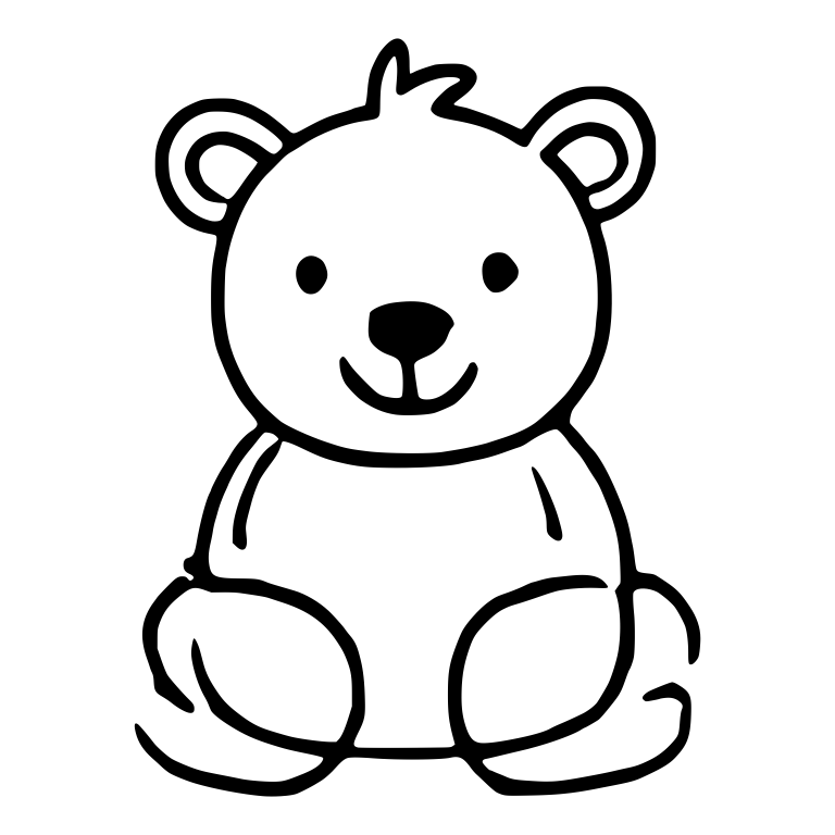 Sitting Teddy Bear with Hair Tuft — free animal SVG cut file