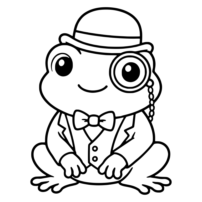 Gentleman Frog in Bowler Hat With Monocle and Bow Tie — free animal SVG cut file