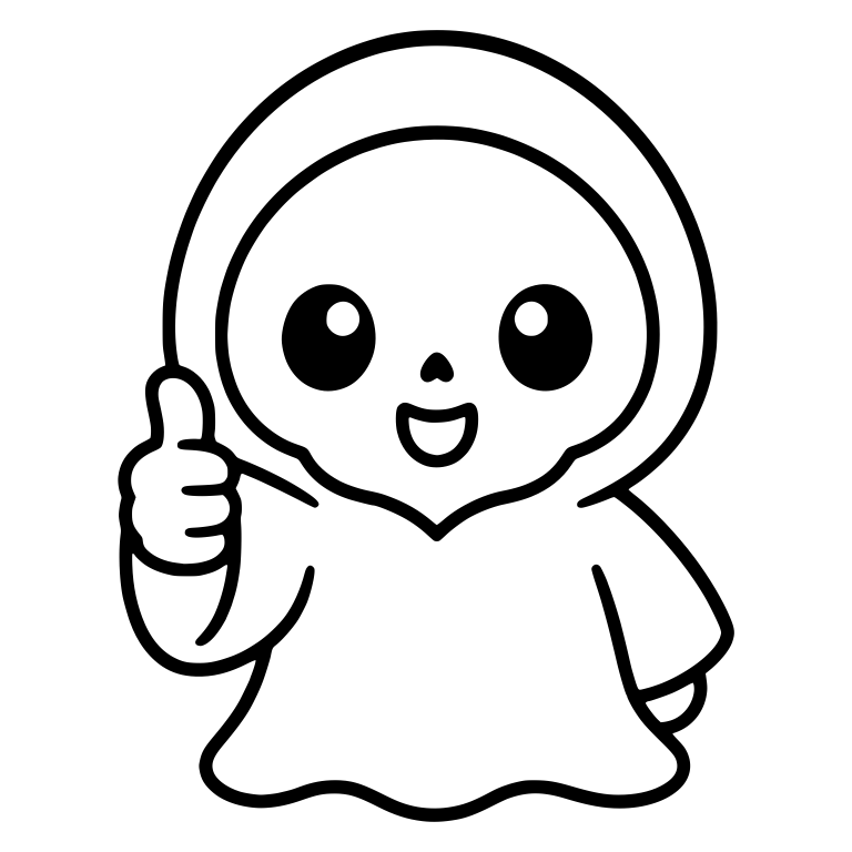 Happy Hooded Reaper with Wavy Hem Thumbs Up — free characters SVG cut file
