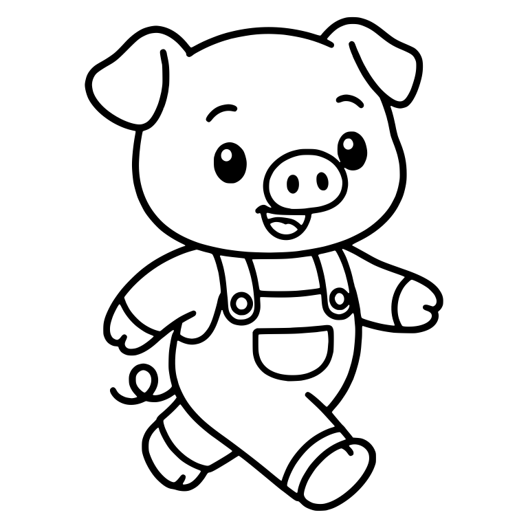 Walking Piglet in Overalls Swinging Arms — free animal SVG cut file