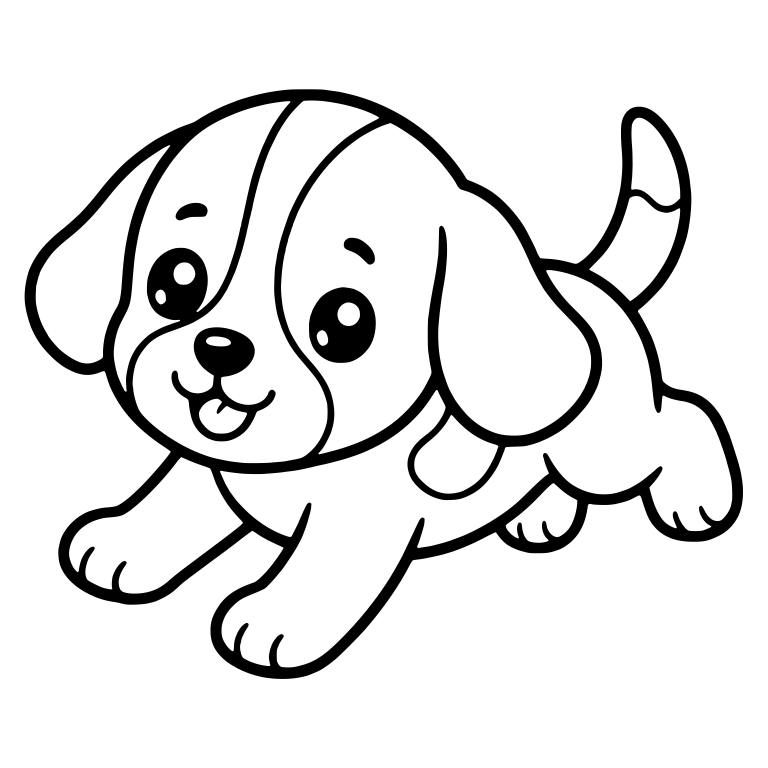 Beagle Puppy Trotting with Tongue Out and Paws Forward — free animal SVG cut file