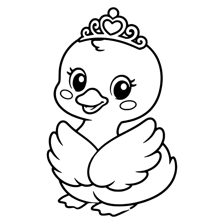 Baby Swan With Heart Tiara and Crossed Wings — free animal SVG cut file