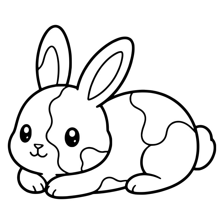 Kawaii Harlequin Bunny Lying Down With Patched Coat — free animal SVG cut file