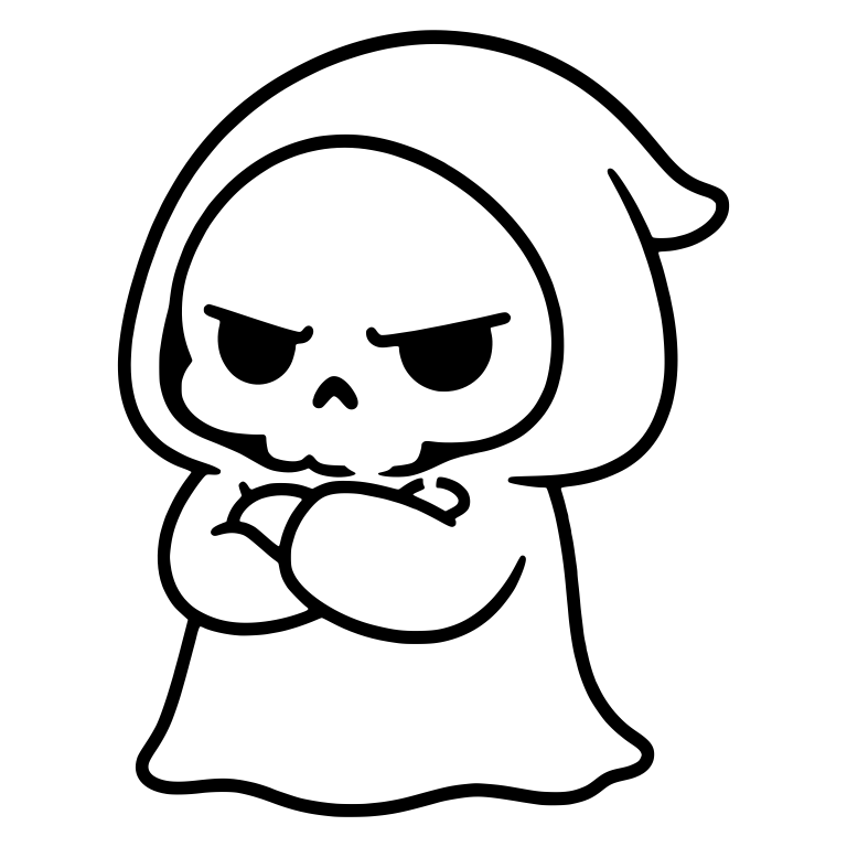 Grouchy Grim Reaper Arms Crossed With Curled Hood Tip — free characters SVG cut file