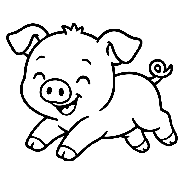 Leaping Piglet with Closed Happy Eyes — free animal SVG cut file