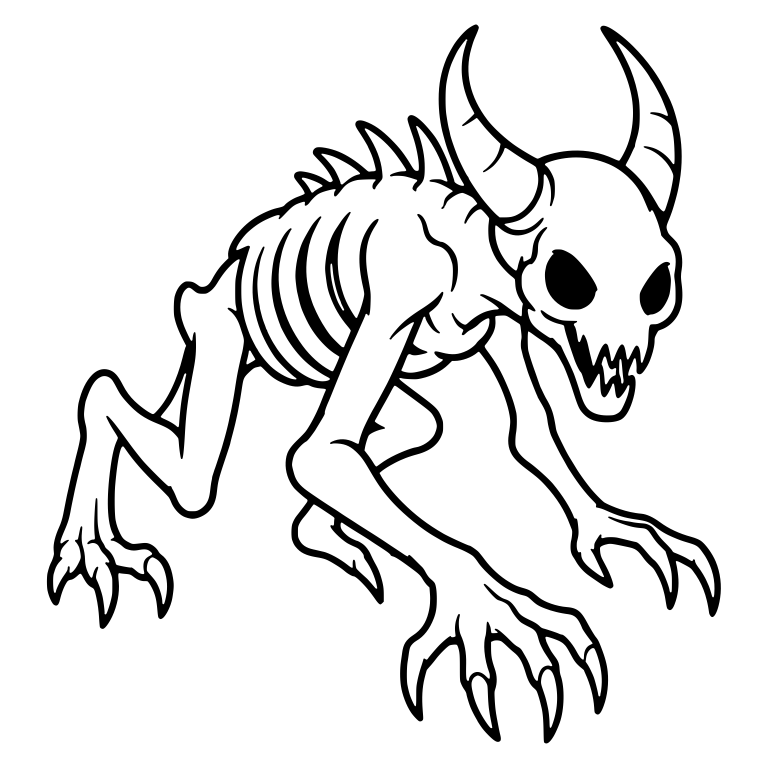 Horned Skeleton Beast Crawling — free skeleton SVG cut file