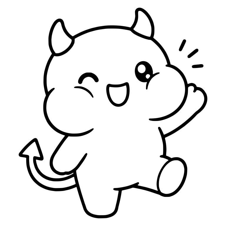 Winking Chubby Devil Waving with Motion Lines — free fantasy-creature SVG cut file