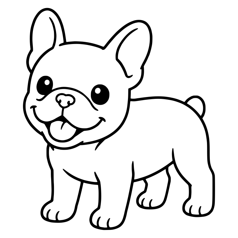 Smiling French Bulldog Puppy Standing in Three-Quarter View — free animal SVG cut file