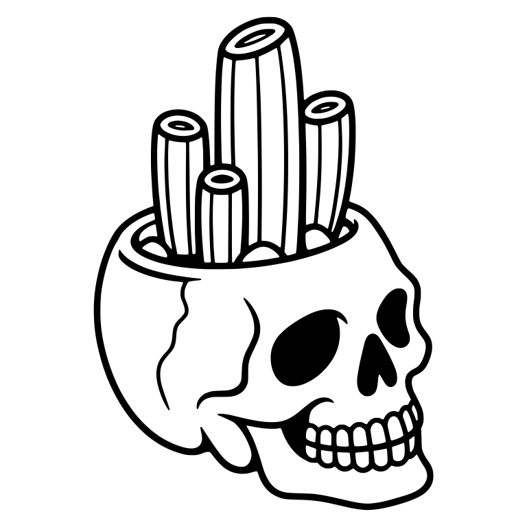 Cracked Side View Skull Planter With Four Organ Pipe Cacti — free skeleton SVG cut file