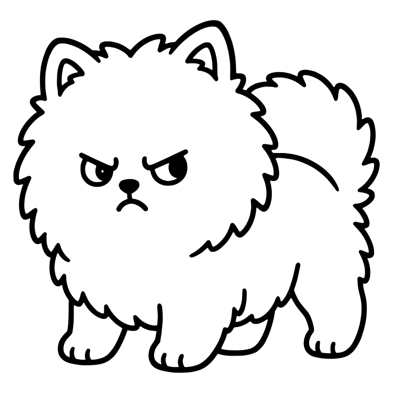 Grumpy Pomeranian Standing with Squinting Eyes — free animal SVG cut file