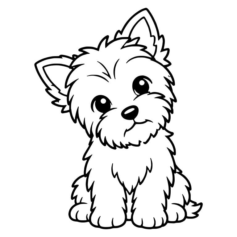 Sitting Yorkie Puppy With Head Tilted Up and Closed Smile — free animal SVG cut file