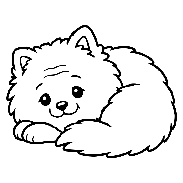Pomeranian Curled Up With Head Resting On Paws — free animal SVG cut file