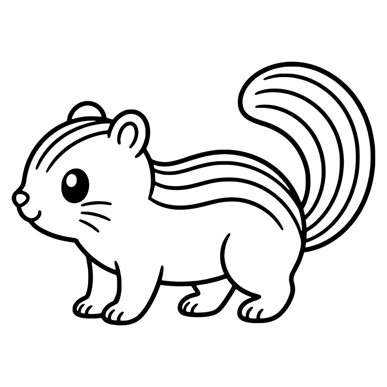 Striped Kawaii Squirrel Walking With Arched Tail — free animal SVG cut file
